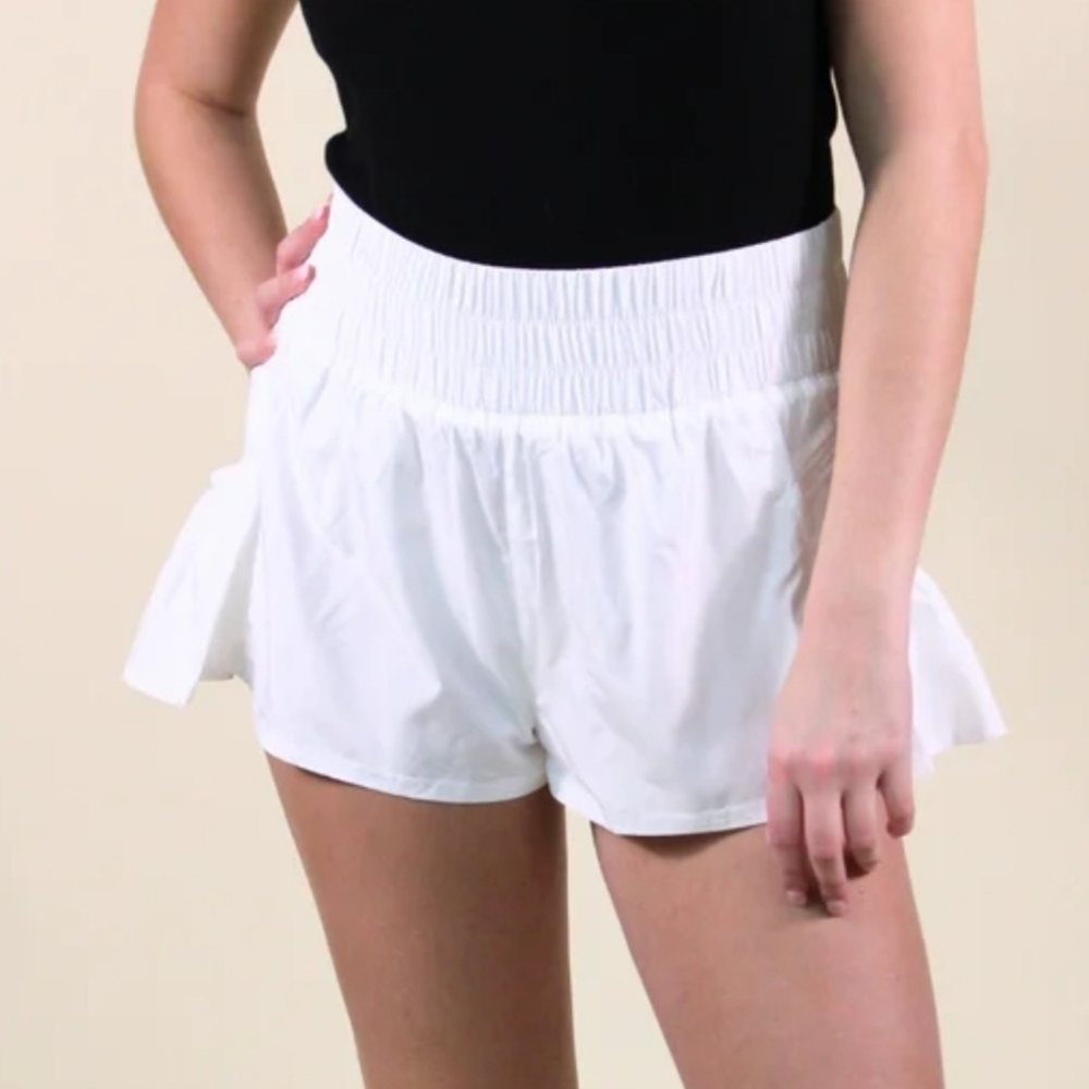 FP Movement Way Home Shorts White Women’s Size Medium High Waist Athletic VGUC